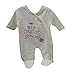 Baby Girls Sleepsuit All in One Romper With Embroidery Little Princess (Newborn, Cream)