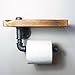 Produktbild Industrie Stil Eisen Rohr Toilettenpapierhalter Roller mit Ablage aus Holz