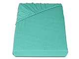 Jersey Spannbetttuch in bewährter Qualität – erhältlich in 16 modernen Farben und 5 verschiedenen Größen, 70 x 140 cm, türkis - 7