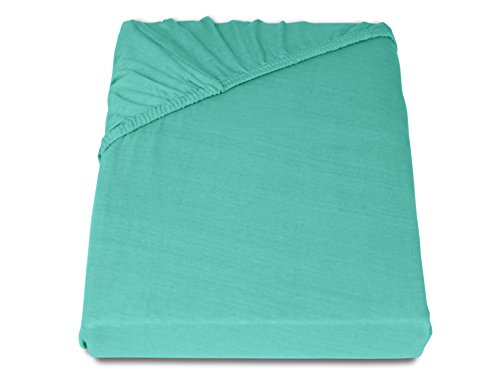 Jersey Spannbetttuch in bewährter Qualität – erhältlich in 16 modernen Farben und 5 verschiedenen Größen, 180-200 x 200 cm, türkis - 7