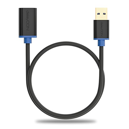 deleyCON [1m] USB 3.0 Super Speed Kabel – USB 3.0 Verlängerungskabel – USB A-Stecker zu USB A-Buchse – USB 3.0 Super Speed Technologie – Übertragungsraten bis zu 5Gbit/s – geschirmtes, flexibles PREMIUM USB 3.0 Kabel – schnelle und sichere Datenübertragung – abwärtskompatibel zu USB 2.0 / USB 1.1 – Farbe: Schwarz/Blau - 4