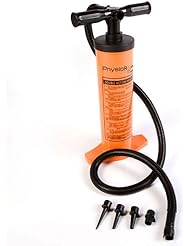 Bomba de Aire Manual Doble Acción PhysioRoom - Inflador Hinchador de Pie Multi-Uso en Plástico con Manguera y Válvulas Adaptadores Incluidos