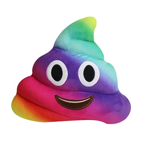 Regenbogen Emoji Kissen Plüsche Dekokissen,20cm Durchmesser