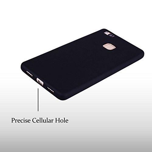 Funda Silicona para Huawei P9 LITE  AllDo Carcasa Protectora Suave Funda Flexible Ligero Soft TPU Gel Case Cover Carcasa Ultra Delgado Caja de Dise  o Simple Funda Color S  lido Carcasa Anti Rasgu  os Anti Choque - Negro