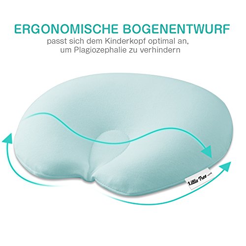 Baby Kopfkissen，orthopädisches Babykissen gegen Kopfverformung und Plattkopf，Kopfform Positioner Hals-Unterstützung Memory-Schaum Baby-Kissen,Visco-Schaum Kinderkissen, Lagerungskissen Babykissen für Plagiozephalie - 2