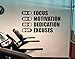 Price comparison product image Focus Motivation Dedication On Excuses Off Wall Stickers for Gym Fitness Vinyl Wall Decal Bedroom Home Decor Classroom 75X42CM