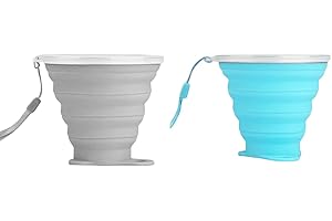 LIYUN Coppette pieghevoli in silicone, 2 confezioni da viaggio senza BPA, ideali per picnic, campeggio, escursionismo e viaggi