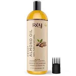 Rey Naturals Almond Hair Oil | 100% Pure Almond Oil (Badam Oil) | Virgin & Cold Pressed Sweet Almond Oil for Hair and Skin - 200ml