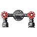 Produktbild KUNSE Retro Wall Lampe Industrielle Eisen Dual Water Pipe Form Sconce Light Fixture Fitting Home Decor-Silber Grau