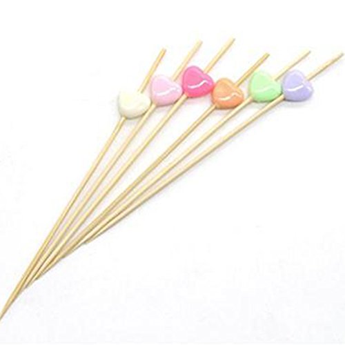 100x Demarkt Cocktailspieße Cocktail Picks Partypicker Deko Picker Herz Bunt - 3