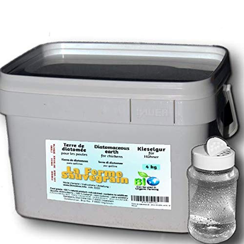 La Ferme Sauvegrain Terra di Diatomee Alimentare per Galline - Anti-pulci Naturale Contro Le pulci Rosse - 4kg + aspersore offerto
