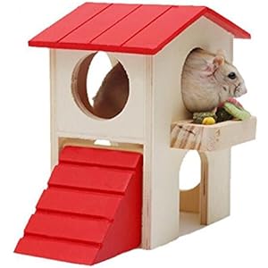 hygmall 1PC 16.7* 12,5* 14,7cm/6.5* 4,9* 5.7inch Ratte Mignon Top Rot Triangle Nest Hamster Tiere-Schlafsack Nest Lieferungen aus Holz Haus Log Cabin