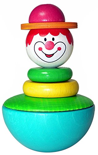 Hess Holzspielzeug 15702 Stehauf - Clown aus Holz, circa 8 x 5 x 5 cm, sortiert