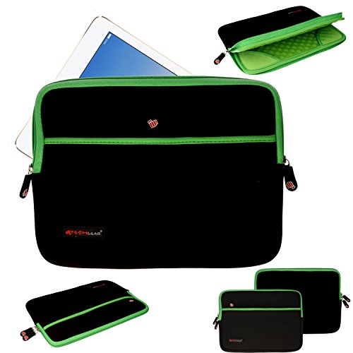 Techgear ® [SENTINEL PRO Sleeve (alle)] Slim Neopren Reißverschluss-Schutztasche Schutzhülle mit Anti-Shock-Blasen innen Grün grün 9-11 inch Screen