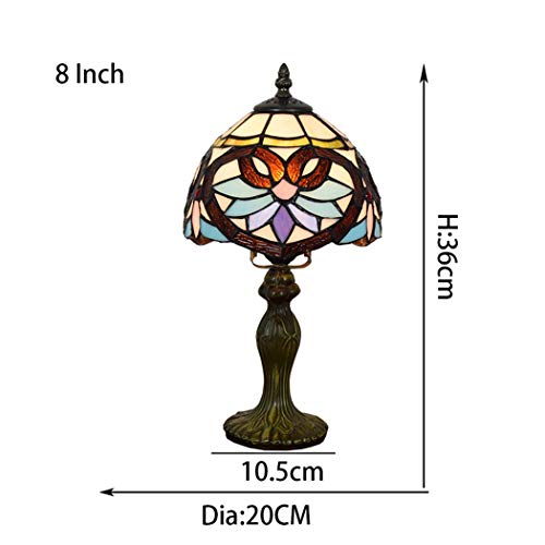 YJFFAN Home Modern Einfache Tischlampe, Retro Tiffany 8-Zoll-Buntglas Augenschutz Lampenschirme Schreibtisch Leuchten, Leselampe E27 (Glühbirnen Nicht Enthalten)
