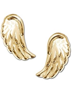 CLEVER SCHMUCK Goldene elegante Mini Ohrstecker Flügel 8 x 4 mm plastische Form und glänzend poliert 333 GOLD...