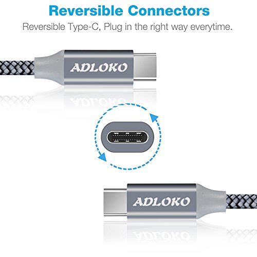 C  ble Type C  ADLOKO  lot de 2  C  ble USB-C vers USB-C 3 0 C  ble 2M  6 6ft  tress   Double Nylon pour Appareils USB de type C  y compris le nouveau MacBook  Samsung Note 8   S8  Samsung Note 8   S8