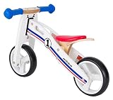 BIKESTAR® Frühstarter Kinderlaufrad für freche Zwerge ab ca. 18 Monaten ★ 7er Natur Holz Edition ★ Weiß Blau Rotes Rally Design - 5