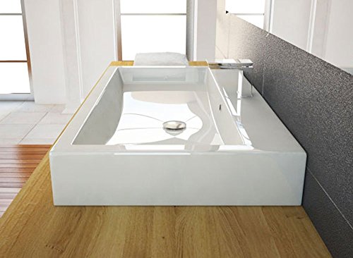 Design Waschbecken zur Wandmontage oder als Aufsatzwaschbecken | 70x42x10cm | Material: hochwertiges Mineralguss | Made in EU | hochwertig verarbeitet - 5