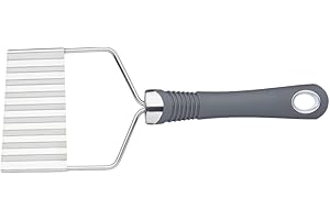 KitchenCraft Professional Crinkle Potato Chip Cutter with Soft-Grip Handle, 21.5 cm (8.5"), Silver/Grey