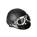 Produktbild Unisex PU-Leder Vintage Style Motorrad-Motorrad-Schutz Half Face Helme mit Visier Windsicher PC Goggles Regard