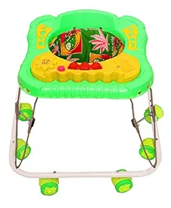 AVANI METROBUZZ Lightweight Adjustable Supporting Beautiful Printed Unisex Square Music Walker for Baby Kids - (Design: Square, Color: Green)