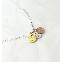 Andressâ 3 kleine runde Initialen 925 Silberkette Tricolor