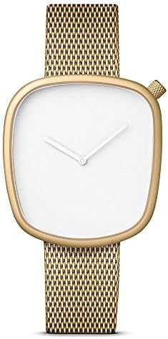 Bulbul Pebble Unisex Quartz Watch with White Dial Analogue Display and Gold Stainless Steel Gold Plated Bracelet P08