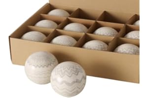 RiloStore 6er Set Kugeln Zickzack Creme Weiss braun 8cm Deko Kugeln Teichkugeln Dekokugeln Gartenkugeln Rose Miniteich Gartenteich Dekoration