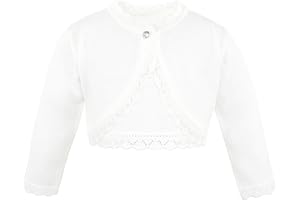 Lilax Little Girls' Knit Long Sleeve Button Closure Bolero Cardigan Shrug