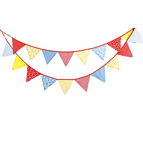 Nikgic Wimpelkette Baumwolle Wimpel Bunting Farbenfroh Wimpeln Dreieck Wimpel Fahnen Banner für Geburtstag Party Dekor - 5