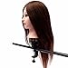 LuckyFine 20 inch 100% Real Long Brown Human Hair Hairdressing Practice Training Head Mannequin + Adjustable Holder