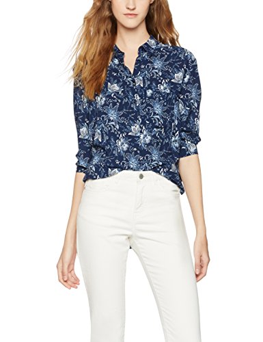 FIND Floral Tie Sleeve, Blusa para Mujer, Azul (Blue), Small