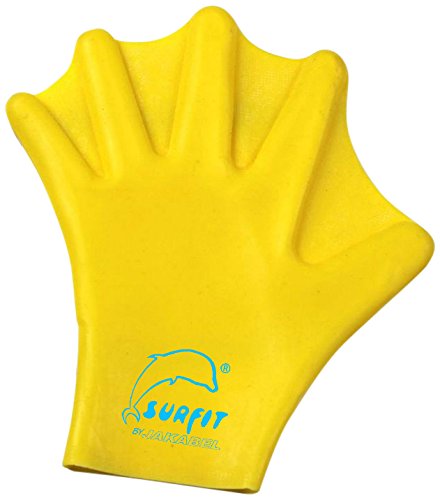 Jakabel Surfit Silicone Paddle Swimming Assisting Gloves, Unisex, Swim Fitness, Yellow, N/A