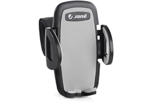 JANE Jané Soporte de Smartphone para Carritos, Sillas de Paseo, con Fijación para el Manillar, Universal, Negro