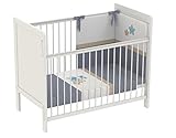 Polini Kids Babybett Gitterbett Beistellbett mit verstellbarem Gitter 120x60 Simple 220 in weiß ,3037-04