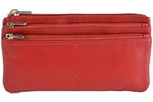GOLUNSKI Soft Leather 3 Section Zipped Coin Purse 6 COLOURS - 0330 (Red)