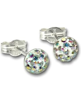 SilberDream Glitzer Ohrstecker kristall-weiß glitzernd Preciosa Zirkonia Halbkugel Sterling Silber 925 Ohrring...