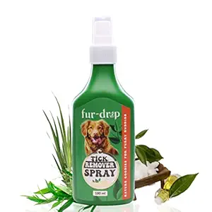 Fur-Drop 180ml Ticks and fleas remover for dogs, Repel Tick, Flea, Larvae & Lice Spray for Dogs, Tick and flea repellent, Treatment And Repellent Spray, for all breeds & Puppies, Neem & Rose Chamomile.
