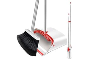 Masthome Pelle et Balayette, Balayette et Pelle à Poussière avec Long Manche de 130 cm, Balai et Pelle pour Nettoyage de Maison, Cuisine, Bureau