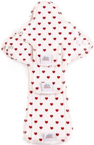 Moon Washable Pads Trial Organic Cotton Panty Liners Set of 3 White Hearts