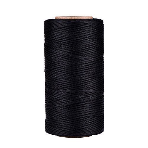 YCNK 260 Meter 1mm 150D Leder gewachst Wachs Thread Cord Handwerk für DIY Leder Hand Stitching Stitching (schwarz) - 2