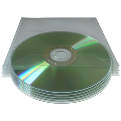 Plastikhüllen für CD / DVD, mit Lasche, 80 Mikron, Transparent, 50 Stück