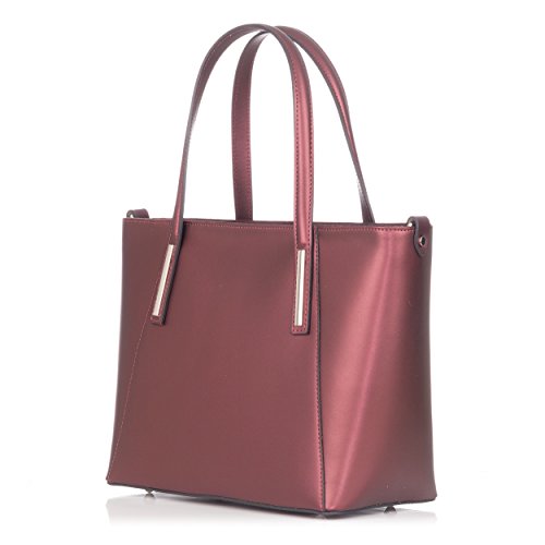 Laura Moretti - Leather TOTE bag with front contrats stitching