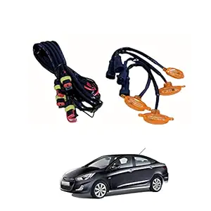 PRIKNIK LED Grille Lights Amber Yellow Grill Led with Fuse Adapter Wiring Harness Kit (4PCS, Amber Shell with Amber Light) Compatible with Verna Fluidic