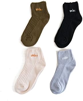 Socks Women's Cotton Socks 4 Pairs Of Embroidered Embroidered English Letters Socks Thick Needle College Sports Socks Korean Short Tube Socks ( Color : 4 pairs , Size : M )
