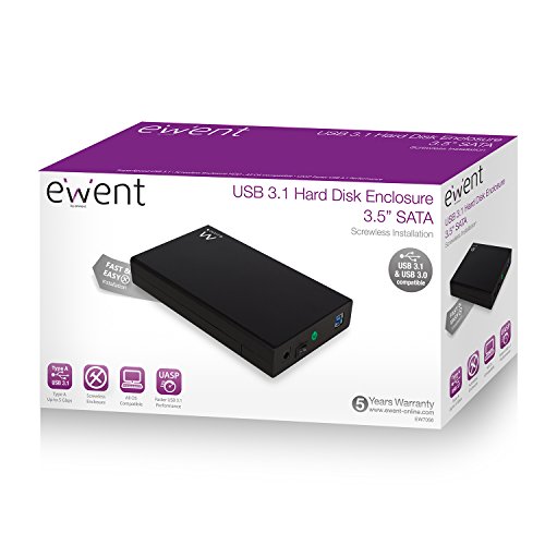 Ewent ew7056 Case Outdoor Box für Festplatte HDD 3.5 Zoll SATA USB 3.1 Kompatibel mit Windows und Mac - 5