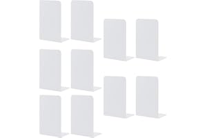 MSDADA 5 Paia Fermalibri in Metallo,Ufficio in Reggilibri,Fermalibri da Mensole, per Casa, Biblioteca, Scuola, Studenti Regalo(Bianco)