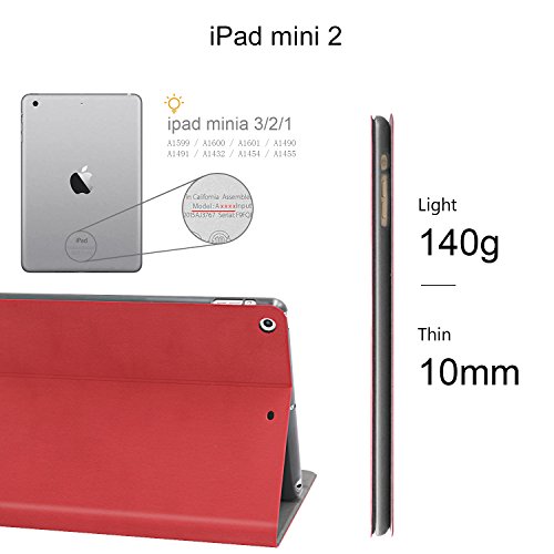 AUAUA iPad Mini Hülle, iPad Mini 1/2/3 Hülle Leder Tasche Schutzhülle mit Auto aufwachen / Schlaf Funktion + Clear Schutzfolie (Gift) für Apple iPad Mini 3/2/1 Hülle Zoll Apple Tablet - 3