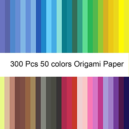 JUSLIN 300 Blätter in 50 Farben einseitig Origami Papier, 6“ Quadrat Origami Papier für DIY Handgemachte - 3